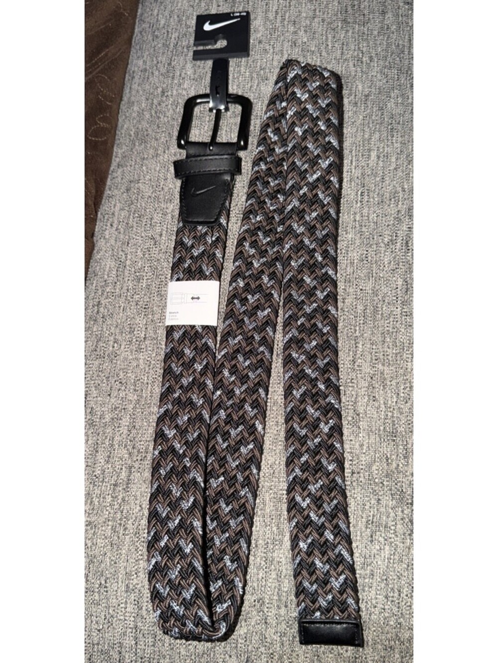 Nike Golf Flex/Stretch Woven Belt Black/Brown/Charcoal Large (38-40) New